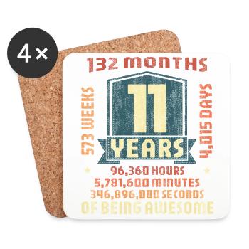 11 years old! Birthday Gift 11th Birthday - Coasters (set of 4) - white - Front