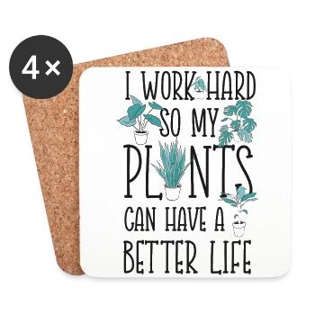 Plant Lover Gardening I Work Hard - Coasters (set of 4) - white - Front