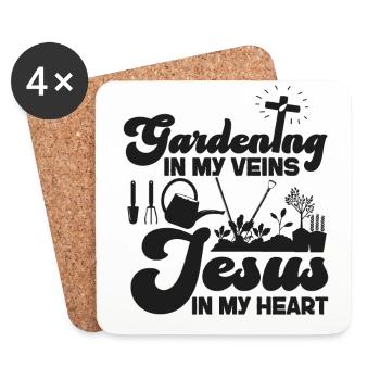 Amoureux des plantes Jardinage Jésus Foi - Dessous de verre (lot de 4) - blanc - Devant
