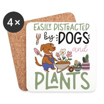 Plant Lover Jardinage Chien Facilement - Dessous de verre (lot de 4) - blanc - Devant