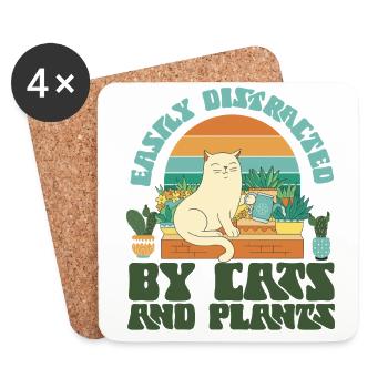 Plant Lover Jardinage Chat Facilement - Dessous de verre (lot de 4) - blanc - Devant
