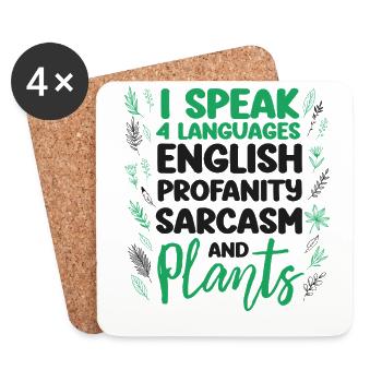 Amateur de plantes Jardinage Je parle 4 - Dessous de verre (lot de 4) - blanc - Devant