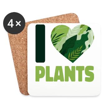 Plant Lover Gardening Heart I Love - Untersetzer (4er-Set) - Weiß - Vorne