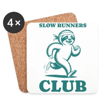 Slow Runners Club Faultier Lustig Vintage Monochrom - Untersetzer (4er-Set) - Weiß - Vorne