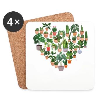 Plant Lover Gardening Heart - Coasters (set of 4) - white - Front