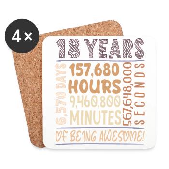 18 years old! Birthday Gift 18th Birthday - Coasters (set of 4) - white - Front