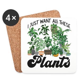 Plant Lover Gardening I Just Want - Untersetzer (4er-Set) - Weiß - Vorne
