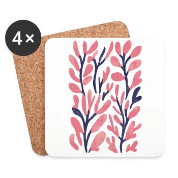 Retro Seaweed Pattern: Pastel Sea Magic - Coasters (set of 4) - white - Front