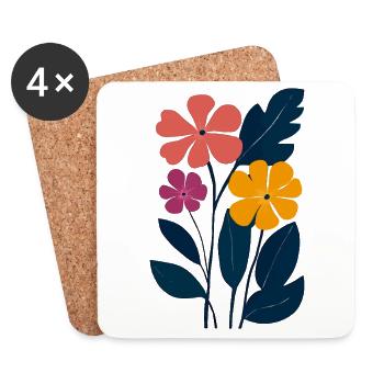 Fleurs abstraites : jeux de couleurs dans le jardin - Dessous de verre (lot de 4) - blanc - Devant