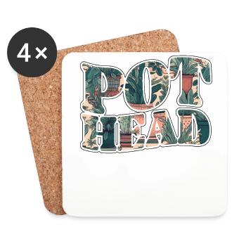 Plant Lover Gardening Pun Pot Head - Untersetzer (4er-Set) - Weiß - Vorne