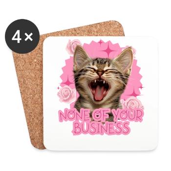 Cat with a cheeky saying: Joke for cat fans - Coasters (set of 4) - white - Front