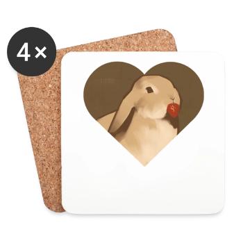 Hase mit Erdbeere: Niedliches Design für Fans - Untersetzer (4er-Set) - Weiß - Vorne