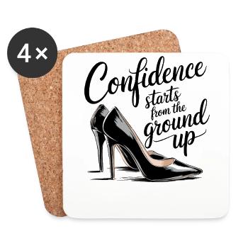 Self-confidence starts from the shoes up - Coasters (set of 4) - white - Front