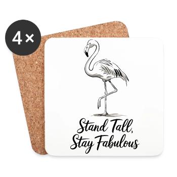 Stand tall, stay fabulous flamingo style - Coasters (set of 4) - white - Front