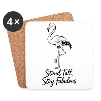 Stand tall, stay fabulous flamingo - Coasters (set of 4) - white - Front