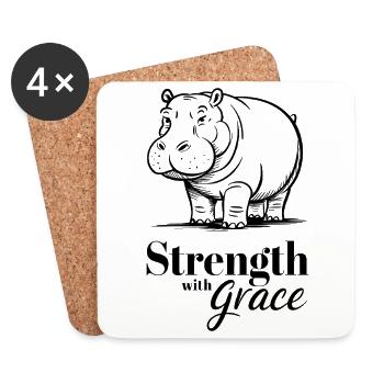 Power With Grace Hippo Illustration - Coasters (set of 4) - white - Front