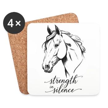 Strength lies in silence - horse art - Coasters (set of 4) - white - Front