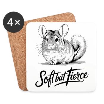 Illustration de chinchilla doux mais sauvage - Dessous de verre (lot de 4) - blanc - Devant