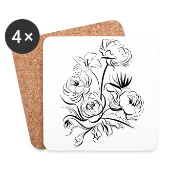 Elegant floral illustration in vintage style - Coasters (set of 4) - white - Front