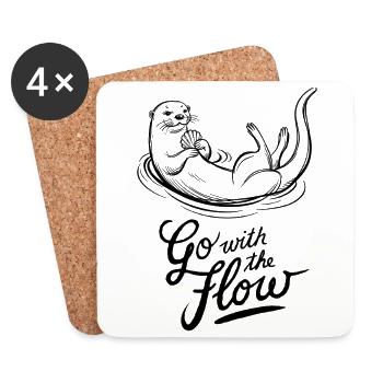 Entspanntes Otter Motiv: Go With The Flow - Untersetzer (4er-Set) - Weiß - Vorne
