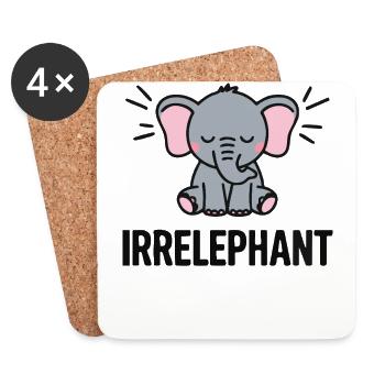 Irrelephant Funny Elephant Pun Cute Animal - Coasters (set of 4) - white - Front