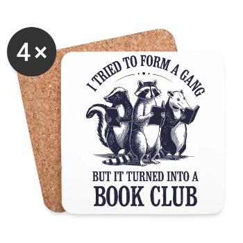 Book Lover Gang Book Club Humorous - Coasters (set of 4) - white - Front