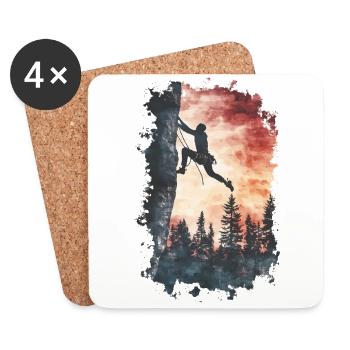 Escalade Alpes : sommet à la limite, aventure en plein air - Dessous de verre (lot de 4) - blanc - Devant