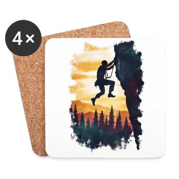 Climber Silhouette: At the limit in the Alps - Coasters (set of 4) - white - Front