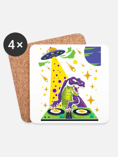 Dinosaurier Mit Retro Vintage Nerd Geek Dino T-Rex - Untersetzer (4er-Set) - Weiß