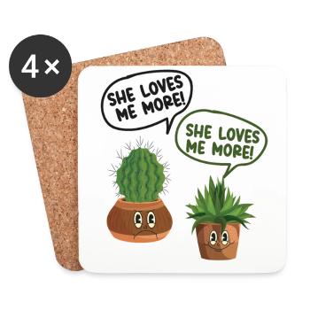 Plant Lover Gardening Cactus - Untersetzer (4er-Set) - Weiß - Vorne