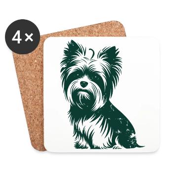 Yorkshire Terrier Silhouette Kunstwerk für - Untersetzer (4er-Set) - Weiß - Vorne