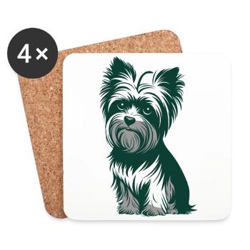Yorkshire Terrier Illustration for Dog Lovers - Coasters (set of 4) - white - Front
