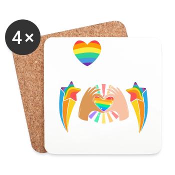 Amour, Déclaration pour l’Amour, l’Égalité et - Dessous de verre (lot de 4) - blanc - Devant