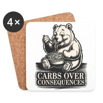 Carbs on Consequences: Humor for Food Lover - Coasters (set of 4) - white - Front