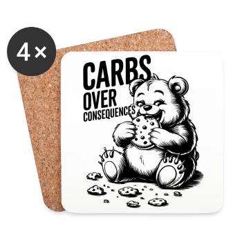 Carbs Over Consequences Bear Illustration - Coasters (set of 4) - white - Front