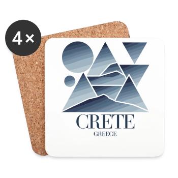 Crète Grèce Souvenir Géométrique Moderne - Dessous de verre (lot de 4) - blanc - Devant