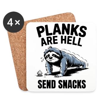 Fitness: Planks Sind Die Hölle, Schick Snacks - Untersetzer (4er-Set) - Weiß - Vorne