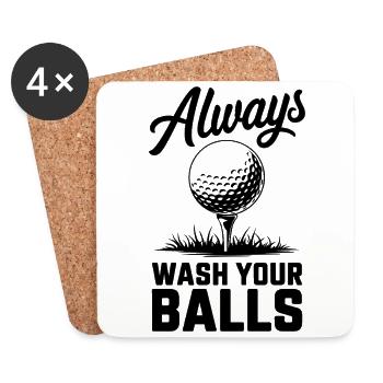 Golfer Lustiger Golf-Witz: Immer Bälle Waschen - Untersetzer (4er-Set) - Weiß - Vorne