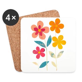 Matisse Inspired: Retro Floral Pattern Floral - Coasters (set of 4) - white - Front