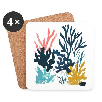 Matisse Inspires: Abstract Coral Reef Colorful - Coasters (set of 4) - white - Front