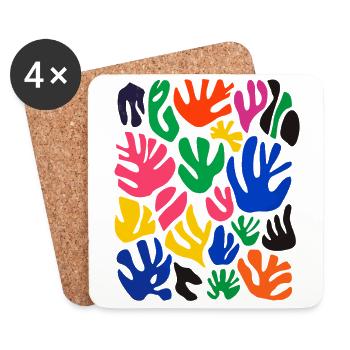 Matisse Inspires: Abstract Floral Pattern Colorful - Coasters (set of 4) - white - Front