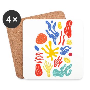 Matisse Inspires: Abstract Floral Pattern Colorful - Coasters (set of 4) - white - Front