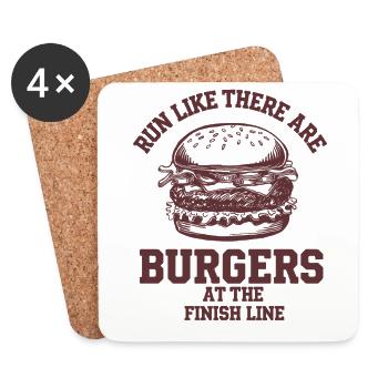 Run as if citizens had reached the finish line: marathon runners - Coasters (set of 4) - white - Front
