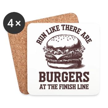 Lauf Wie Ein Marathonläufer, Wenn Burger Am Ziel - Untersetzer (4er-Set) - Weiß - Vorne