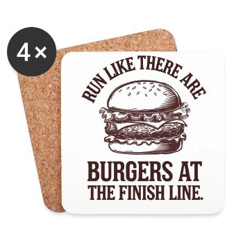 Laufe Wie Ein Burger-Wettlauf Zum Ziel - Untersetzer (4er-Set) - Weiß - Vorne