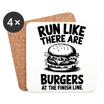 Courez comme un marathonien : Burger à la ligne d’arrivée - Dessous de verre (lot de 4) - blanc - Devant