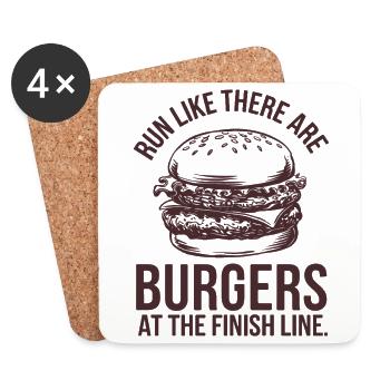 Courez comme un marathonien affamé de hamburgers - Dessous de verre (lot de 4) - blanc - Devant