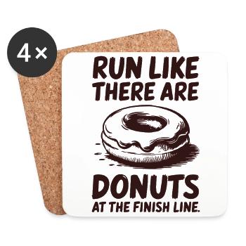 Courez comme un marathonien avec des beignets à l’arrivée - Dessous de verre (lot de 4) - blanc - Devant