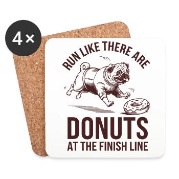 Courez comme un marathonien avec des beignets à la ligne d’arrivée - Dessous de verre (lot de 4) - blanc - Devant