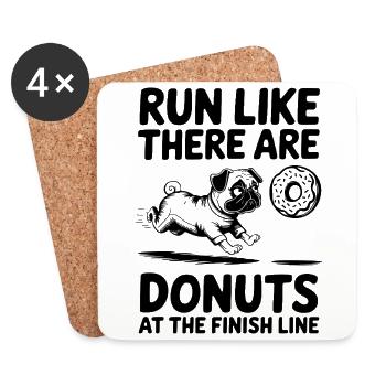 Courez comme si les beignets étaient à la ligne d’arrivée Marathoniens - Dessous de verre (lot de 4) - blanc - Devant